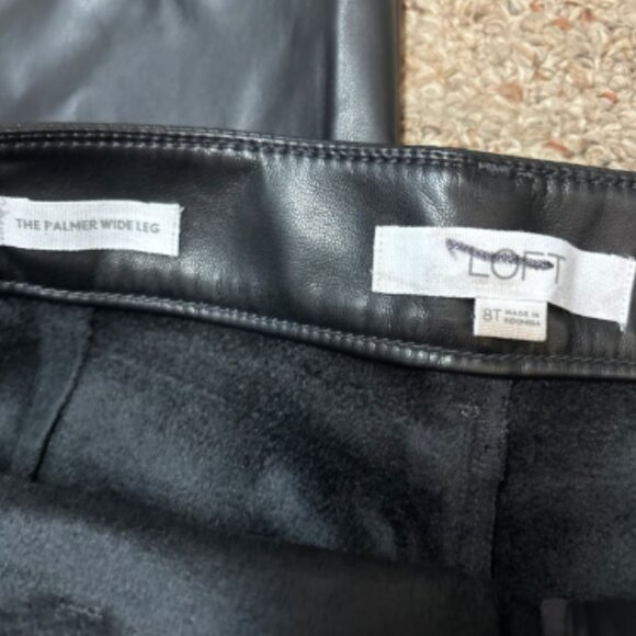 ANN TAYLOR LOFT PALMER WIDE LEG FAUX LEATHER PANTS NWOT $90 8 T - Picture 7 of 8